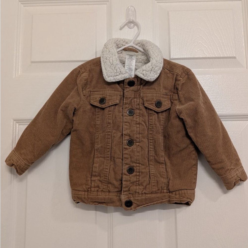 Vintage Sears Toughskins Brown Corduroy Jacket Sherpa Retro 80s 18mos carpenter